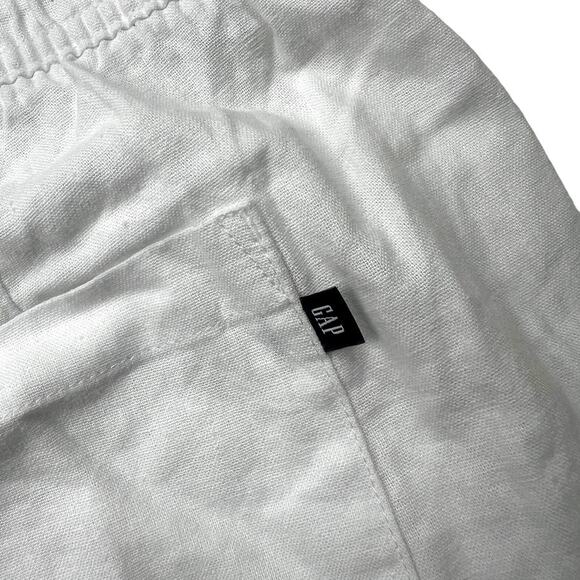 Gap Linen Blend Shorts White Pockets Pull On Drawstring Waist Women's Small - Picture 10 of 10